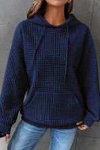 Load image into Gallery viewer, WOMEN DRAWSTRING WAFFLE LONG PULLOVER HOODIE_CWOHOL0201