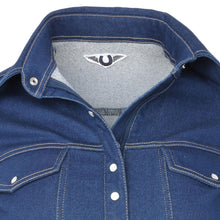 Load image into Gallery viewer, TuffRider Cody Ladies Western Denim Shirt with Covered Zip Closure and Decorative Pearl Snaps