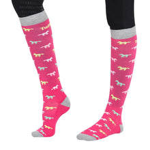 Load image into Gallery viewer, TuffRider Ladies Flamingo/Boat/Horse Knee Hi Socks - 3 Pack