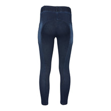 Load image into Gallery viewer, Equine Couture Ladies Denim Full Seat Silicon Tights with Phone Pocket