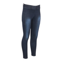 Load image into Gallery viewer, Equine Couture Ladies Denim Full Seat Silicon Tights with Phone Pocket