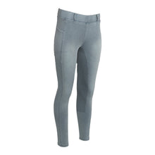 Load image into Gallery viewer, Equine Couture Ladies Denim Full Seat Silicon Tights with Phone Pocket