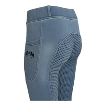 Load image into Gallery viewer, Equine Couture Ladies Denim Full Seat Silicon Tights with Phone Pocket
