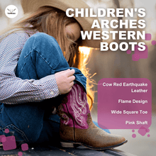 Load image into Gallery viewer, TuffRider Children Arches Flame Embroidered Pink Shaft Square Toe Western Boots
