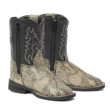 Load image into Gallery viewer, TuffRider Toddler Black Snake in My Boot Western Leather Boots