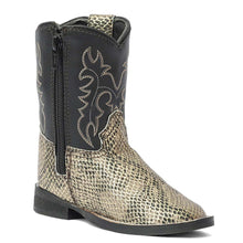 Load image into Gallery viewer, TuffRider Toddler Black Snake in My Boot Western Leather Boots