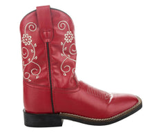Load image into Gallery viewer, TuffRider Youth Fire Red Floral Western Boot