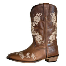 Load image into Gallery viewer, TuffRider Women Mormon Embroidered Leather Square Toe Western Boots