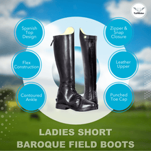 Load image into Gallery viewer, TuffRider Women Leather Back Zipper Short Baroque Field Boots