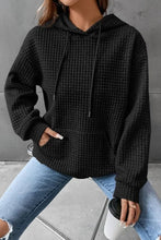Load image into Gallery viewer, WOMEN DRAWSTRING WAFFLE LONG PULLOVER HOODIE_CWOHOL0201