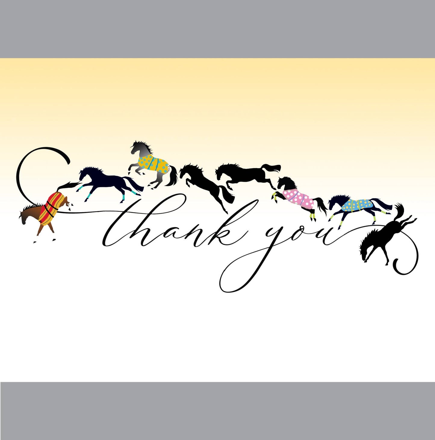 Horse Thank You Card: Galloping Horses