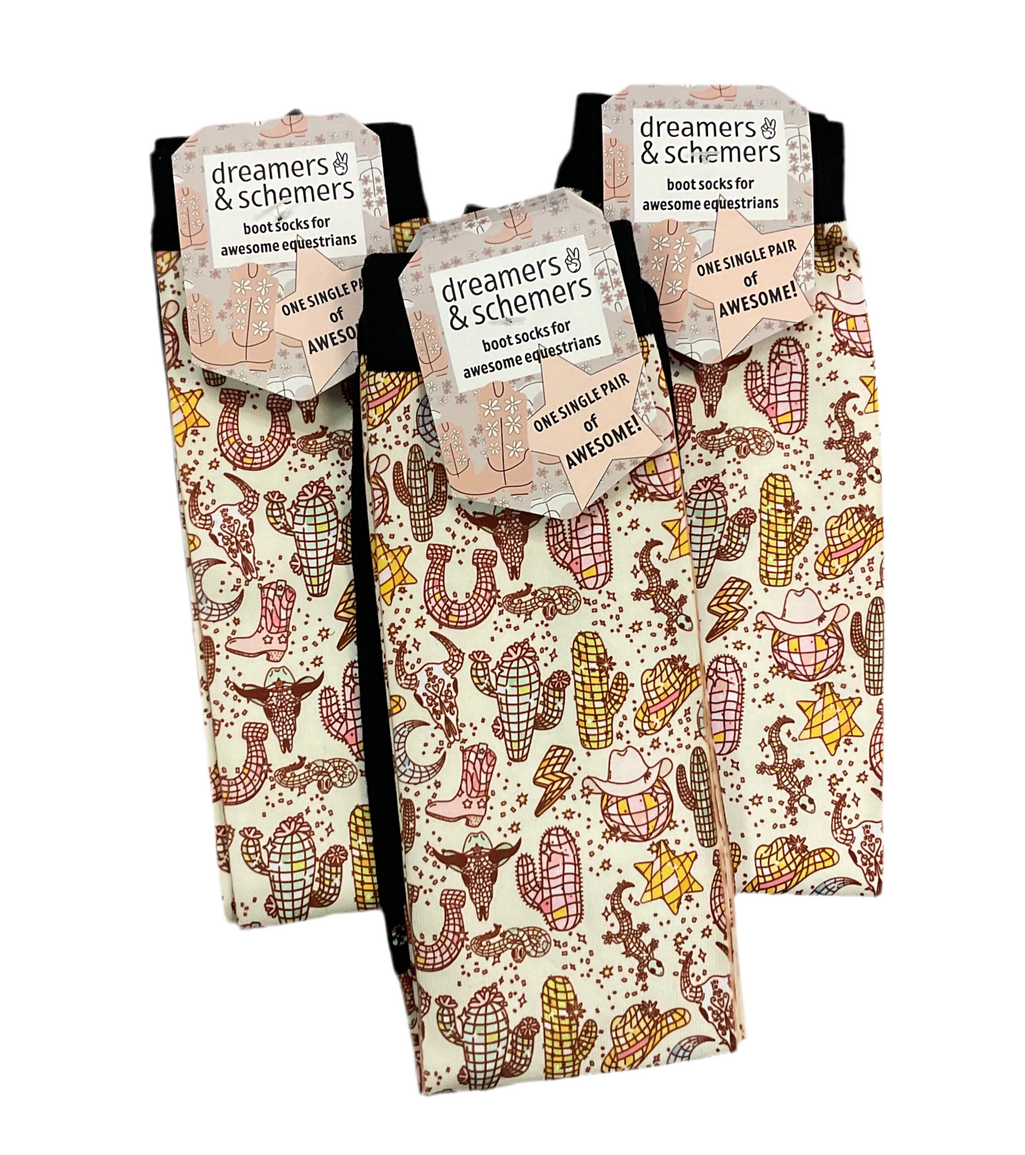 Dreamers & Schemers Limited Edition Single Pair Socks “Disco Cowgirl”