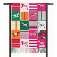 Load image into Gallery viewer, AWST Int'l Horses in Blankets Acrylic Cashmere Scarf-28" x 78"