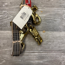 Load image into Gallery viewer, Actual Baker plaid trailer tie with brass-tone panic and bull snaps