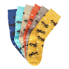 Load image into Gallery viewer, AWST Int'l Lila Bucking Horses Socks 6-pack