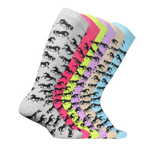 Load image into Gallery viewer, AWST Int'l Ladies "Lila" Galloping Horses Knee Socks - 6 Pack