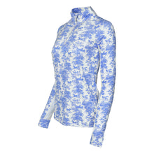 Load image into Gallery viewer, Dapplebay Equestrian Toile 1/4 Zip Light Riding Top - Long Sleeve-Blue/White