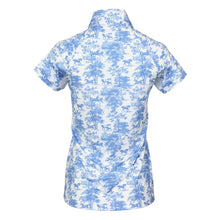 Load image into Gallery viewer, Dapplebay Equestrian Toile 1/4 Zip Light Riding Top - Short Sleeve-Blue/White