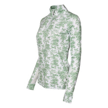 Load image into Gallery viewer, Dapplebay Equestrian Toile 1/4 Zip Light Riding Top - Long Sleeve-Green/White