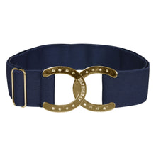 Load image into Gallery viewer, Dapplebay Horse Shoe Elastic Belt-Navy