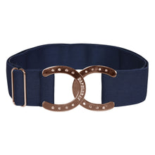 Load image into Gallery viewer, Dapplebay Horse Shoe Elastic Belt-Navy