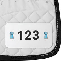 Load image into Gallery viewer, Dapplebay Horse Show Number Pins - Blue Ribbon