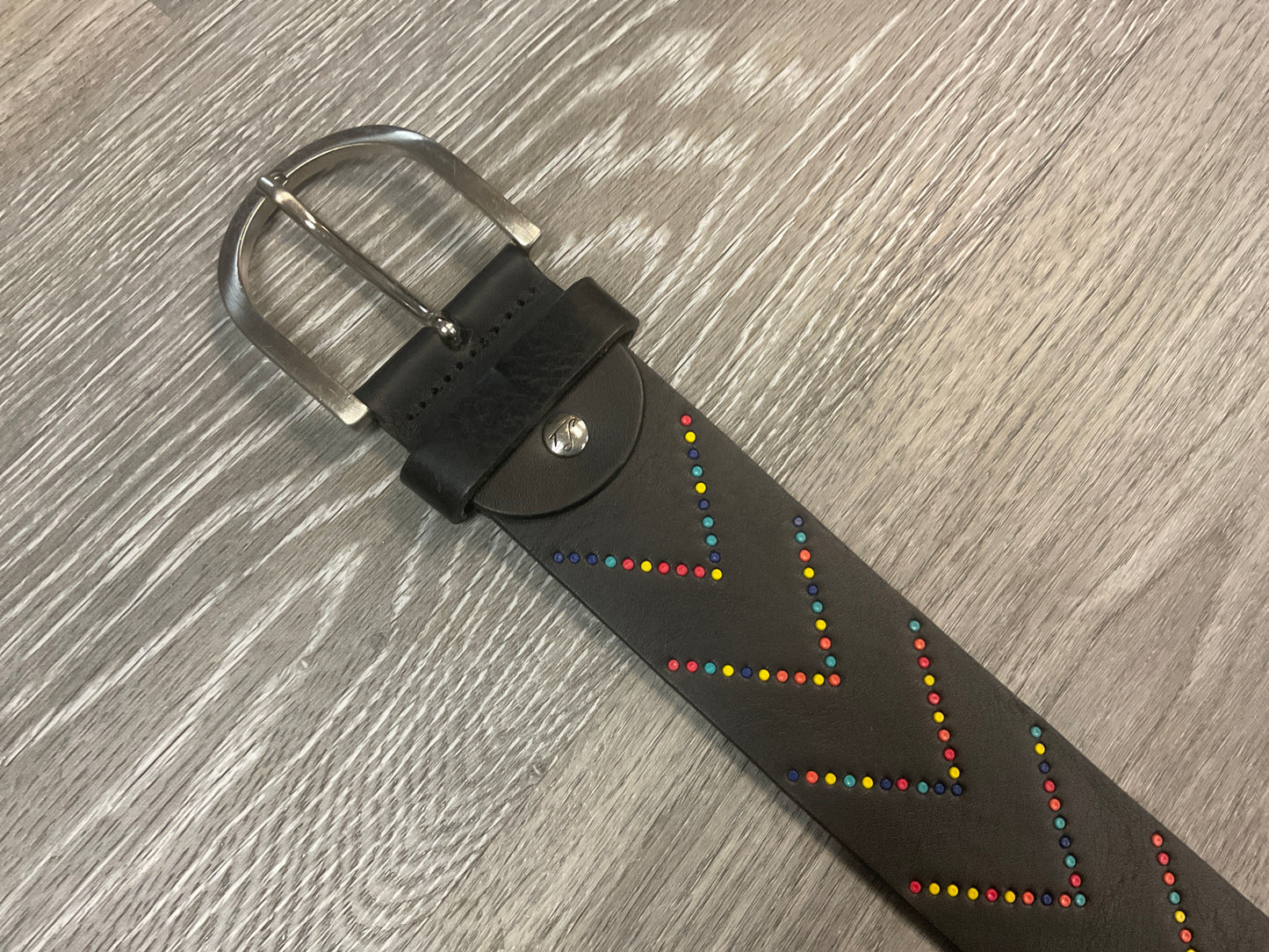 T.S. Rainbow Dot Leather Belt