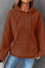 Load image into Gallery viewer, WOMEN DRAWSTRING WAFFLE LONG PULLOVER HOODIE_CWOHOL0201