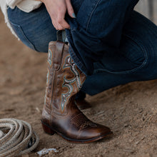 Load image into Gallery viewer, TuffRider Women Jenny Embroidered Leather Square Toe Western Boots