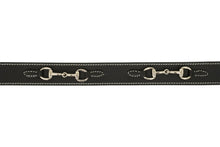 Load image into Gallery viewer, Huntley Equestrian Ladies Stirrup Buckle, Snaffle Bit, 1.5" Inch Width Leather Belt, Black