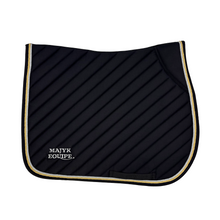 Load image into Gallery viewer, Black Cotton Oblique Euro Saddle Pad