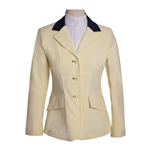 Load image into Gallery viewer, Grand Prix Ladies EQJ 3 Button Show Coat, Butter with Navy Collar