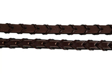 Load image into Gallery viewer, Huntley Equestrian Fancy Stitched Rubber Lined Laced Reins, Size Full