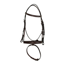 Load image into Gallery viewer, Huntley Equestrian Sedgwick Fancy Stitched Fixed Flash Noseband Bridle With Reins