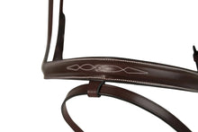 Load image into Gallery viewer, Huntley Equestrian Sedgwick Fancy Stitched Fixed Flash Noseband Bridle With Reins