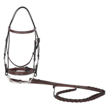 Load image into Gallery viewer, Huntley Equestrian Sedgwick Fancy Stitched Square Raised Hunter Horse Bridle with Reins