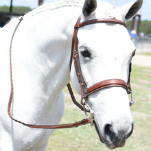 Load image into Gallery viewer, Huntley Equestrian Sedgwick Fancy Stitched Square Raised Hunter Horse Bridle with Reins