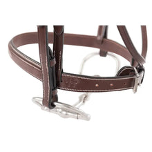 Load image into Gallery viewer, Huntley Equestrian Sedgwick Fancy Stitched Square Raised Hunter Horse Bridle with Reins