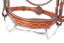 Load image into Gallery viewer, Huntley Equestrian Sedgwick Fancy Stitched Square Raised Hunter Horse Bridle with Reins
