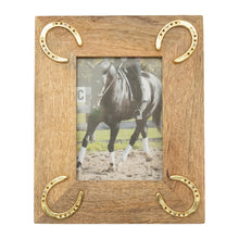 Load image into Gallery viewer, Huntley Equestrian Wooden Picture Frame with Gold Horse Shoes, 5 x 7