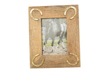 Load image into Gallery viewer, Huntley Equestrian Wooden Picture Frame with Gold Horse Shoes, 5 x 7