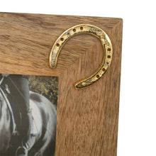 Load image into Gallery viewer, Huntley Equestrian Wooden Picture Frame with Gold Horse Shoes, 5 x 7