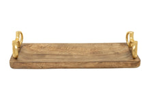 Load image into Gallery viewer, Huntley Equestrian Wooden Rectangle Tray with Gold Bit Handles