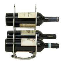 Load image into Gallery viewer, Huntley Horseshoe 3-Bottle Wine Rack, Aluminum Silver Finish