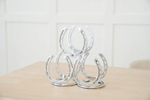 Load image into Gallery viewer, Huntley Horseshoe 3-Bottle Wine Rack, Aluminum Silver Finish
