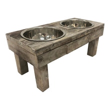 Load image into Gallery viewer, Huntley Pet Berjen Table Elevated Double Bowl Pet Feeder, Brown Wash