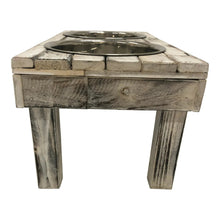 Load image into Gallery viewer, Huntley Pet Berjen Table Elevated Double Bowl Pet Feeder, White Wash