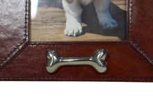 Load image into Gallery viewer, Huntley Pet Leather Picture Frame with Silver Bone Accent
