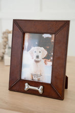 Load image into Gallery viewer, Huntley Pet Leather Picture Frame with Silver Bone Accent