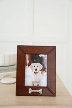 Load image into Gallery viewer, Huntley Pet Leather Picture Frame with Silver Bone Accent